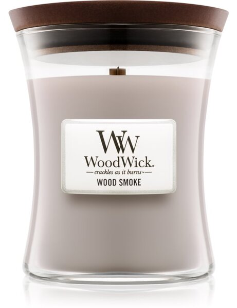 Woodwick Wood Smoke mirisna svijeća s drvenim fitiljem 275 g