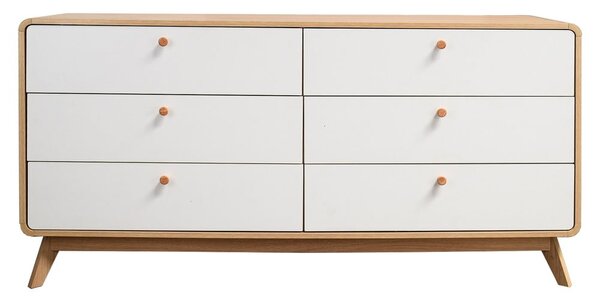 Bijela/u prirodnoj boji niska komoda u dekoru hrasta 150x74 cm Caitlin – Støraa