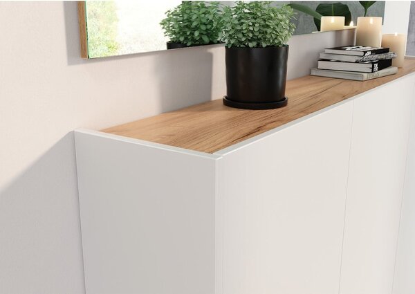 Bijeli viseći ormarić u dekoru hrasta 138x87x25 cm Libbiano – Germania