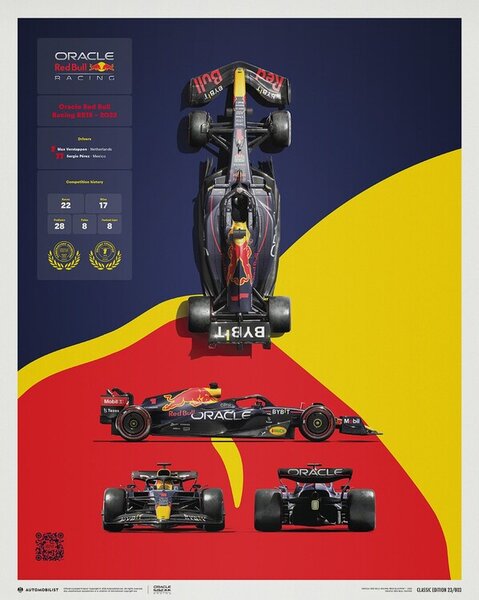 Oracle Red Bull Racing - RB18 Blueprint Reprodukcija umjetnosti, (40 x 50 cm)