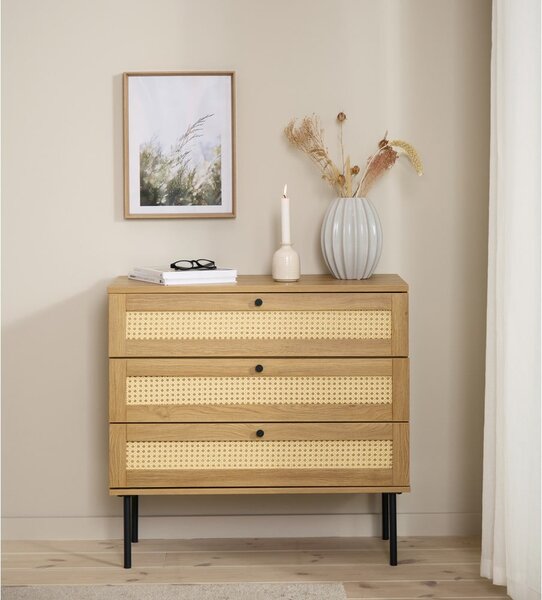 Niska komoda u dekoru hrasta u prirodnoj boji 80x75 cm Pensacola – Unique Furniture