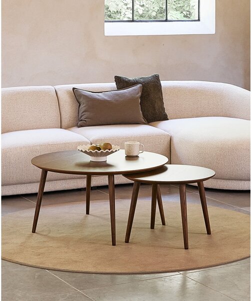 Okrugli stolići za kavu u setu 2 kom u dekoru hrasta u prirodnoj boji ø 88 cm Adda – Unique Furniture