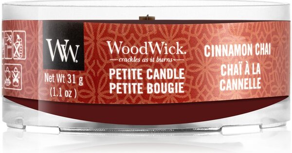 Woodwick Cinnamon Chai mala mirisna svijeća bez staklene posude s drvenim fitiljem 31 g