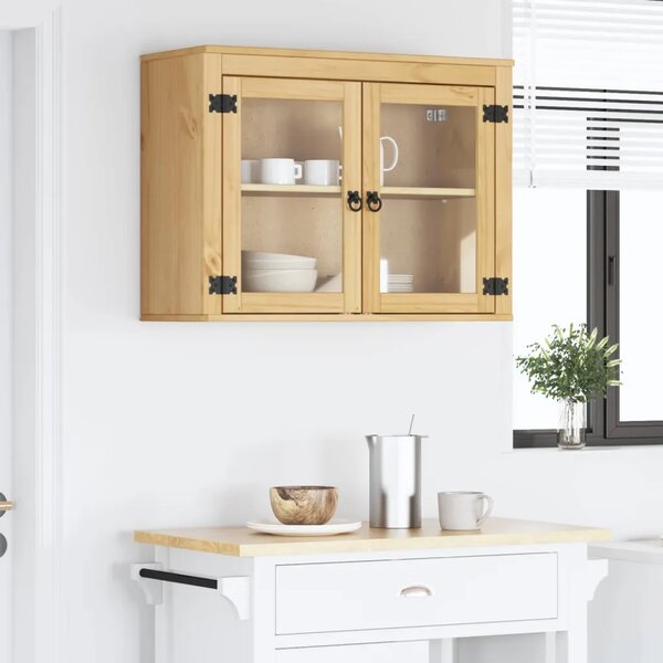 Kabinet SKI Medeno Smeđa 80 x 32 x 60 cm Čvrsto borovo drvo - Zidni ormarić s vratima Medeno smeđa