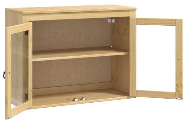 Kabinet SKI Medeno Smeđa 80 x 32 x 60 cm Čvrsto borovo drvo - Zidni ormarić s vratima Medeno smeđa