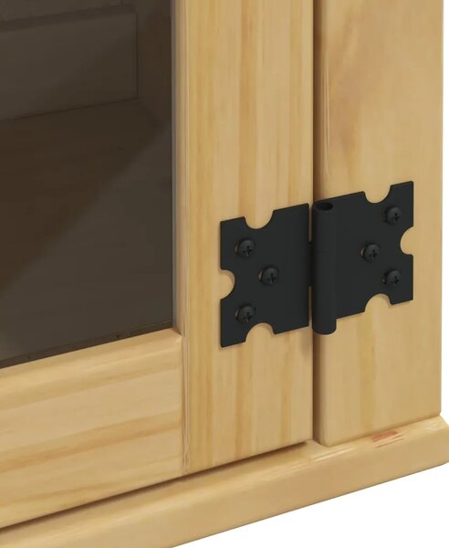 Kabinet SKI Medeno Smeđa 80 x 32 x 60 cm Čvrsto borovo drvo - Zidni ormarić s vratima Medeno smeđa
