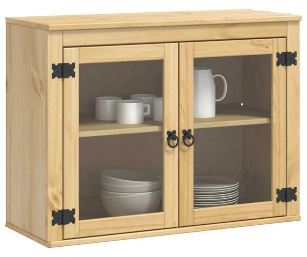 Kabinet SKI Medeno Smeđa 80 x 32 x 60 cm Čvrsto borovo drvo - Zidni ormarić s vratima Medeno smeđa