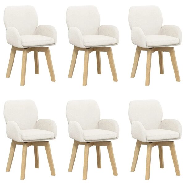 Okretne blagovaonske stolice 6 kom. Bouclé Krem 54 x 58 x 87 cm - Krem 6