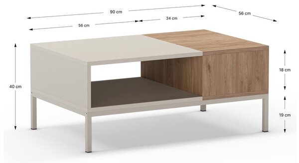 Krem stolić za kavu 56x90 cm Cailin – Marckeric