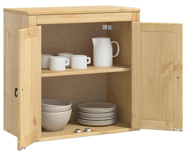 Kabinet SKI Medeno Smeđa 60 x 32 x 60 cm Čvrsto borovo drvo - Zidni ormarić s vratima Medeno smeđa