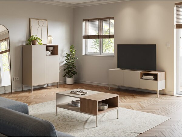 Krem TV komoda 140x55 cm Cailin – Marckeric