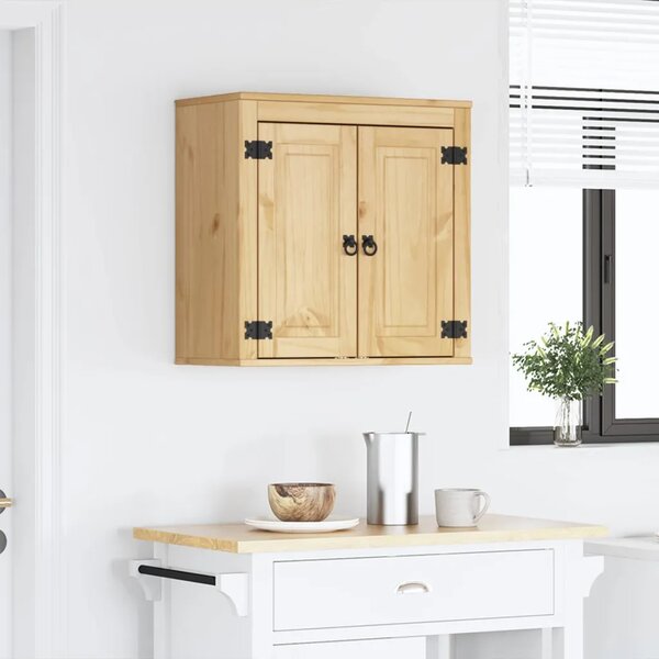 Kabinet SKI Medeno Smeđa 60 x 32 x 60 cm Čvrsto borovo drvo - Zidni ormarić s vratima Medeno smeđa
