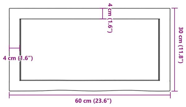 Kupaonska radna ploča tamnosmeđa 60x30x(2-4) cm tretirano drvo - Tamno smeđa 60 x 30 x 4 cm