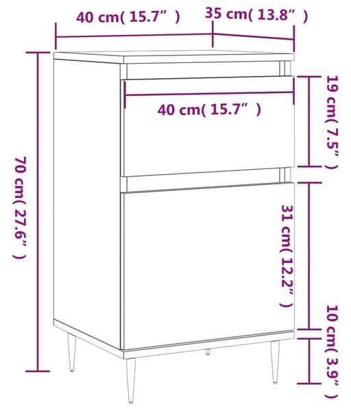 Komode 2 kom boja betona 40 x 35 x 70 cm od konstruiranog drva - Beton siva 2
