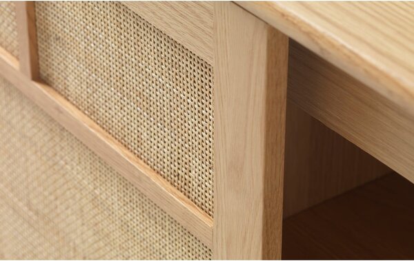 Niska komoda u dekoru hrasta s kliznim vratima u prirodnoj boji 180x80 cm Barrali – Unique Furniture