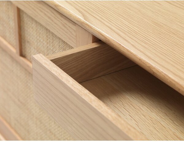 Niska komoda u dekoru hrasta s kliznim vratima u prirodnoj boji 180x80 cm Barrali – Unique Furniture