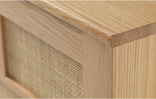 Niska komoda u dekoru hrasta s kliznim vratima u prirodnoj boji 180x80 cm Barrali – Unique Furniture