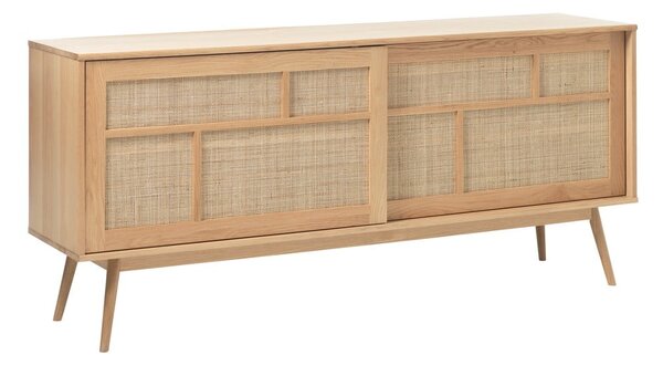 Niska komoda u dekoru hrasta s kliznim vratima u prirodnoj boji 180x80 cm Barrali – Unique Furniture