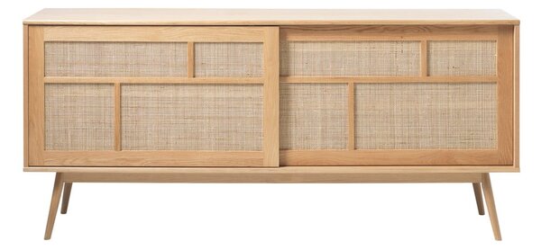 Niska komoda u dekoru hrasta s kliznim vratima u prirodnoj boji 180x80 cm Barrali – Unique Furniture