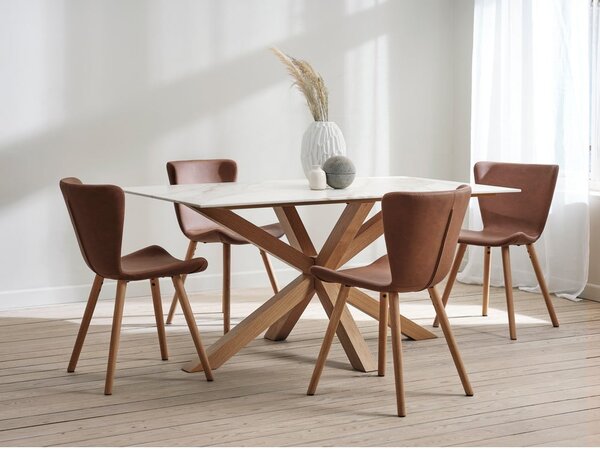 Smeđe metalne blagovaonske stolice u setu 2 kom Teslin – Unique Furniture
