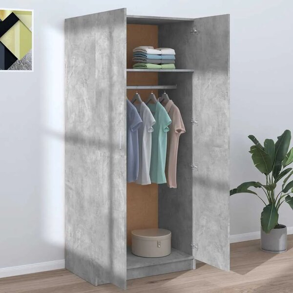 Ormar siva boja betona 80 x 52 x 180 cm od konstruiranog drva - Beton siva