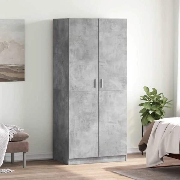 Ormar siva boja betona 80 x 52 x 180 cm od konstruiranog drva - Beton siva