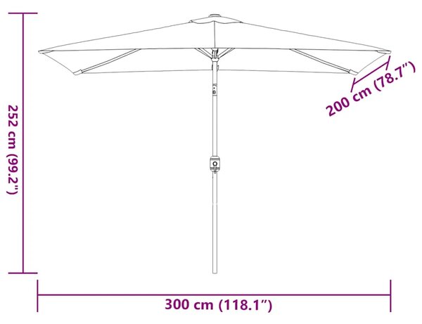 Vanjski suncobran s metalnim stupom 300 x 200 cm smeđesivi - Sivo-smeđa