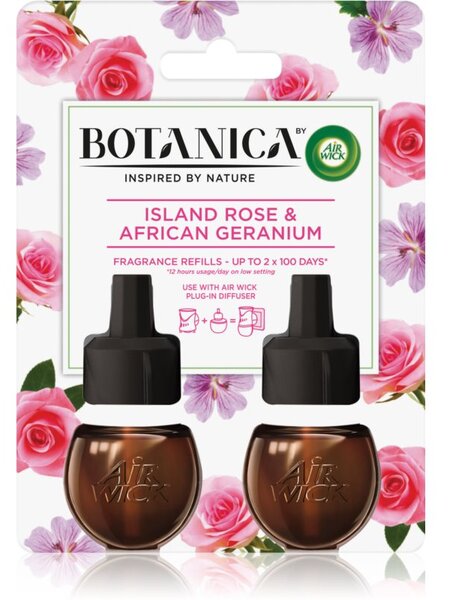 Air Wick Botanica Island Rose & African Geranium punjenje za električni difuzor s mirisom ruže DUO 2x19 ml