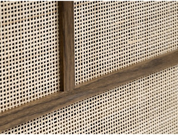 Tamno smeđa niska komoda u dekoru hrasta s kliznim vratima 180x80 cm Barrali – Unique Furniture