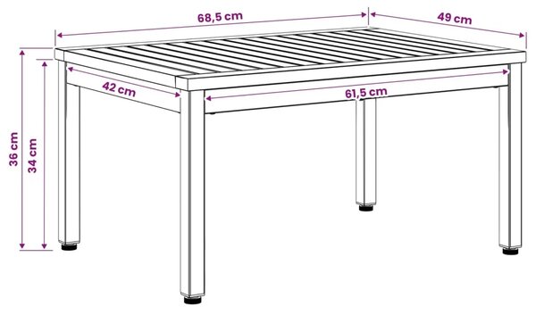 Stolić za kavu Prirodna i crna 49 x 68 5 x 36 cm - 50 x 68 5 x 36 cm Prirodna i crna