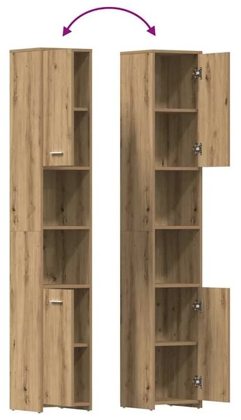 Kupaonski ormarić Artisan hrast 30x30x183 5 cm izrađeno drvo - Artisian oak S ručkom