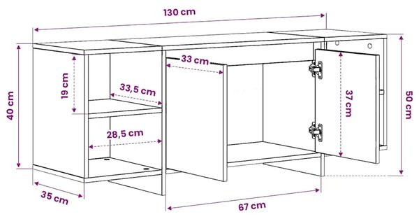 TV ormarić Artisan hrast 130x35x50 cm izrađeno drvo - Hrast artisan