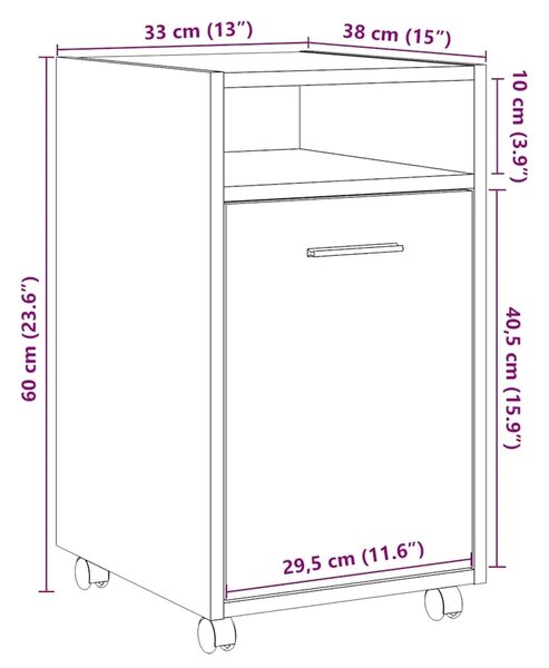 Ormar s kotačićima Staro drvo 33x38x60 cm Konstruirano drvo - Staro drvo