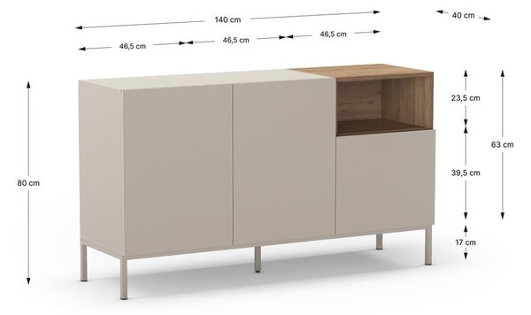Komoda u prirodnoj boji 140x80 cm Cailin – Marckeric