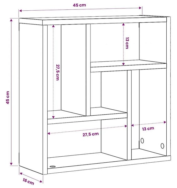 Zidna polica Artisan hrast 45x16x45 cm izrađeno drvo - Hrast artisan