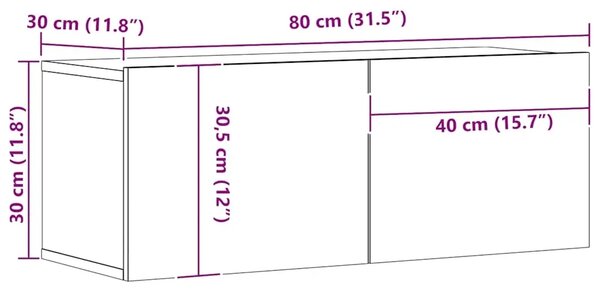 Zidni TV ormarić Artisan hrast 80x30x30 cm izrađeno drvo - Hrast artisan 80 cm 1