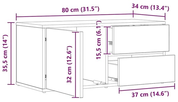TV ormarić Artisan hrast 80x34x35 5 cm izrađeno drvo - Hrast artisan