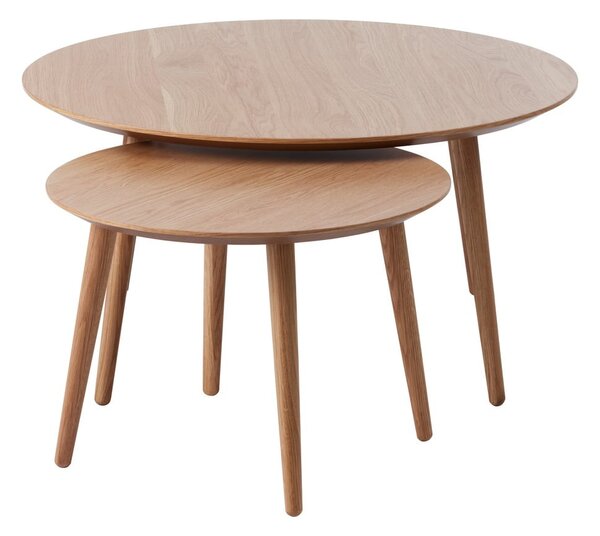 Okrugli stolići za kavu u setu 2 kom u dekoru hrasta u prirodnoj boji ø 88 cm Adda – Unique Furniture