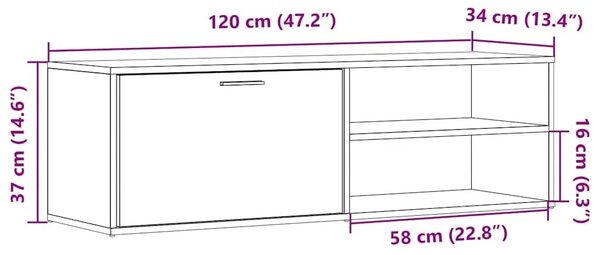 TV ormarić Artisan hrast 120x34x37 cm izrađeno drvo - Hrast artisan
