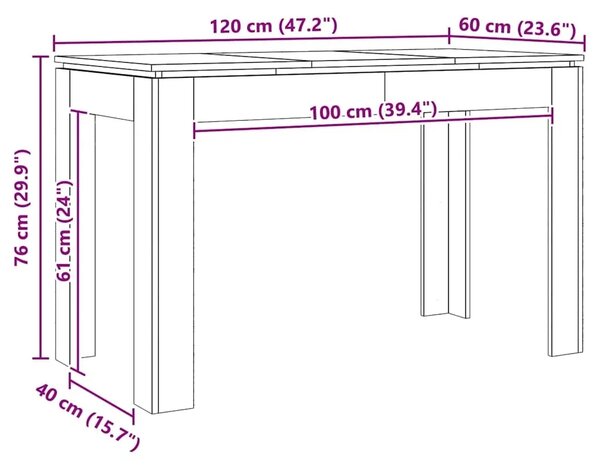 Blagovaonski stol Artisan hrast 120x60x76 cm izrađeno drvo - Hrast artisan