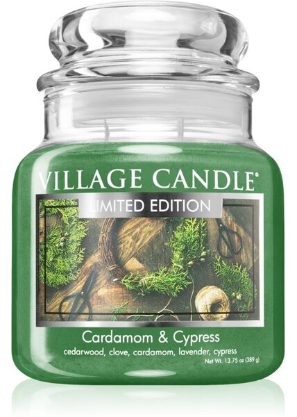 Village Candle Cardamom & Cypress mirisna svijeća (Glass Lid) 389 g