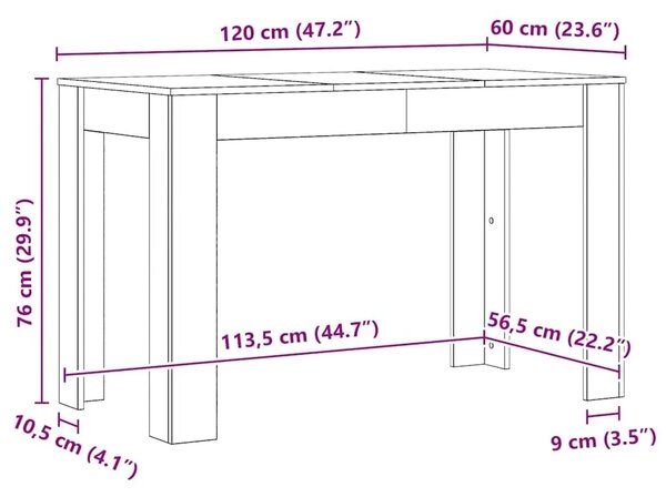 Blagovaonski stol Artisan hrast 120x60x76 cm izrađeno drvo - Hrast artisan