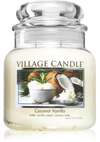 Village Candle Coconut Vanilla mirisna svijeća (Glass Lid) 389 g