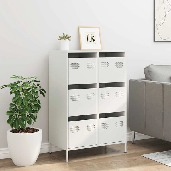 Visoka komoda bijela 68x39x101 5 cm od čelika - Bijela