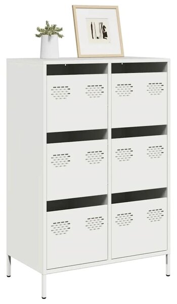 Visoka komoda bijela 68x39x101 5 cm od čelika - Bijela