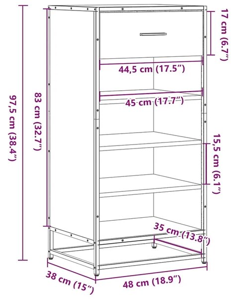 Stalak za cipele sonoma hrast 48x38x97 5 cm konstruirano drvo - Sonoma hrast