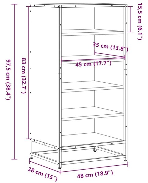 Stalak za cipele sonoma hrast 48x38x97 5 cm konstruirano drvo - Sonoma hrast