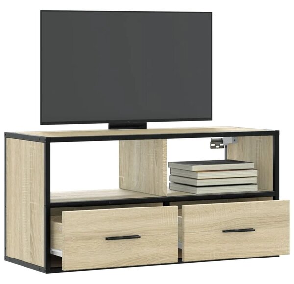 TV ormarić Sonoma hrast 80x31x39 5 cm Konstruirano drvo i metal - Sonoma hrast 80 cm