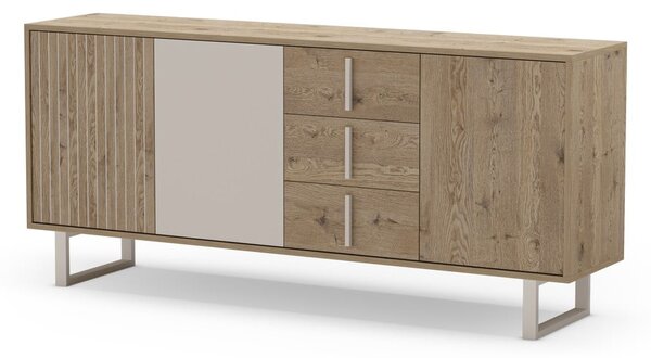 Siva/u prirodnoj boji niska komoda u dekoru hrasta 180x80 cm Millay – Marckeric