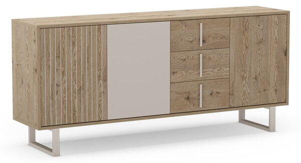 Siva/u prirodnoj boji niska komoda u dekoru hrasta 180x80 cm Millay – Marckeric